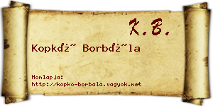 Kopkó Borbála névjegykártya